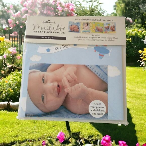 Hallmark Instant Scrapbook Sealed Mailable Baby Boy Brag Book NWT Blue Pastel - Picture 9 of 10